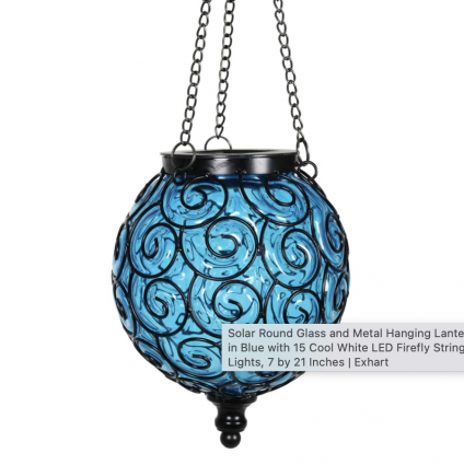 Blue Solar Orb Hanging Lantern