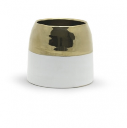 White and Gold Planter 6"x5.1"H