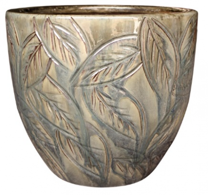 Brown & Cream Falling Leaf Planter 16"