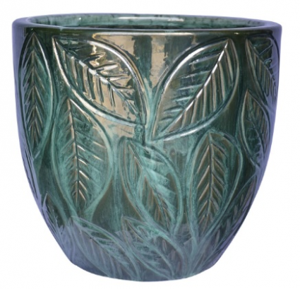 Falling Leaf Green Planter 16"