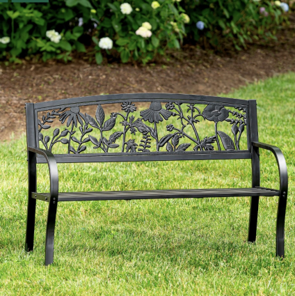 Steel and Cast Iron Wild Flowers Bench