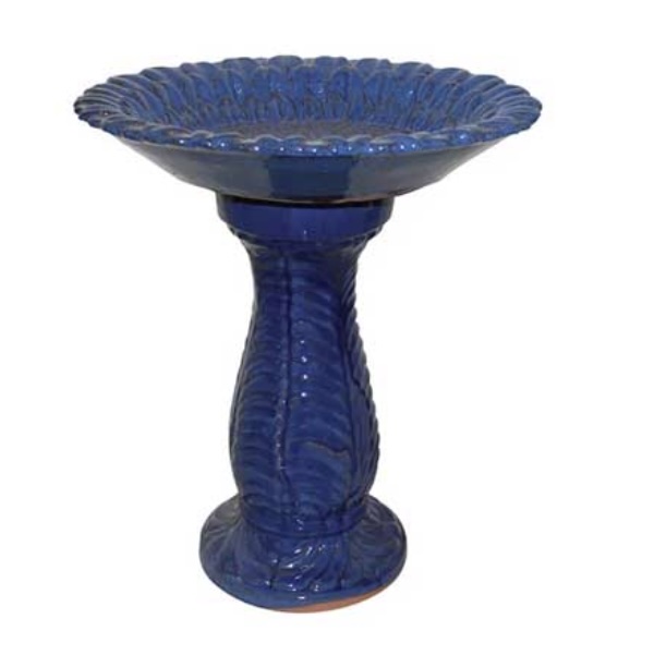 Blue Sunflower Birdbath