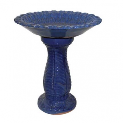 Blue Sunflower Birdbath