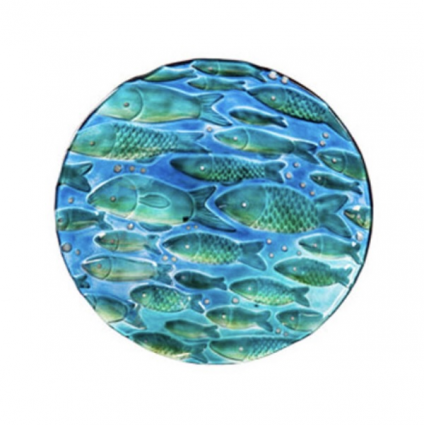 Metallic Fish Birdbath