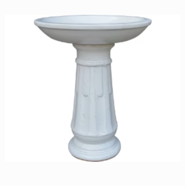 White Miami Birdbath 