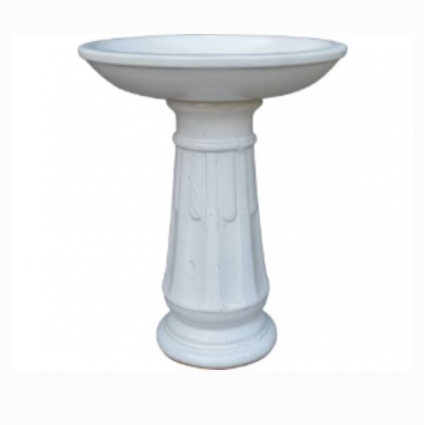 White Miami Birdbath 