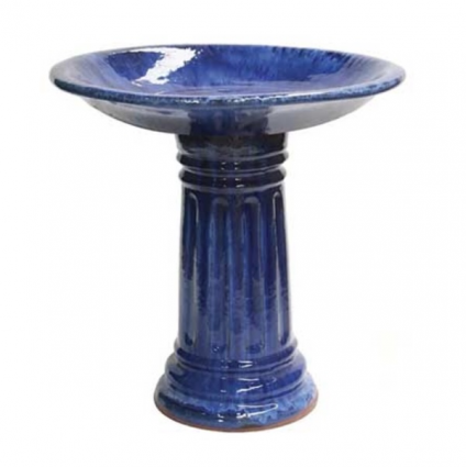 Blue Fluted Birdbath