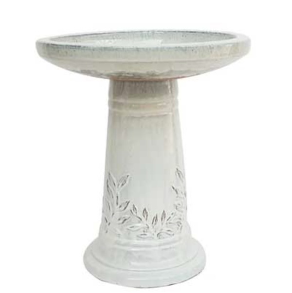 Beige Small Leaf Birdbath