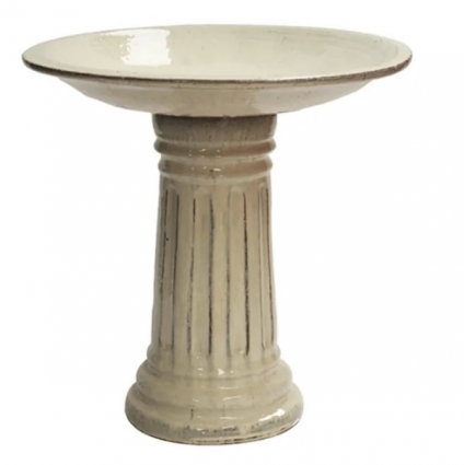 Beige Fluted Birdbath 