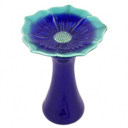 Blue Sunflower Birdbath