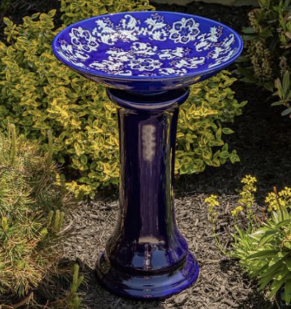 Blue Madison Birdbath 