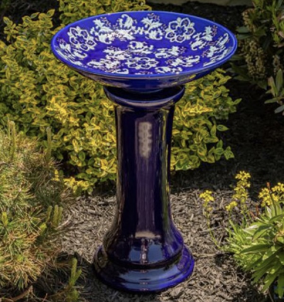 Blue Madison Birdbath 