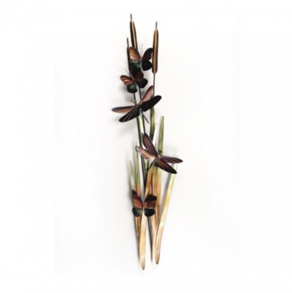 Dragonflies & Cattails Copper Wall Art