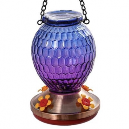 Purple Ombre Glass Hummingbird Feeder