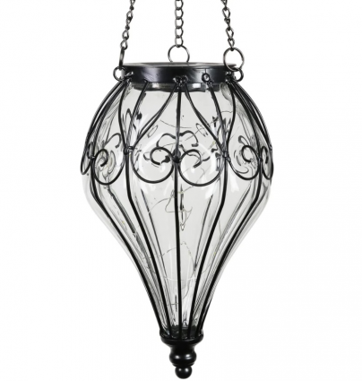 Solar Clear Glass Hanging Lantern