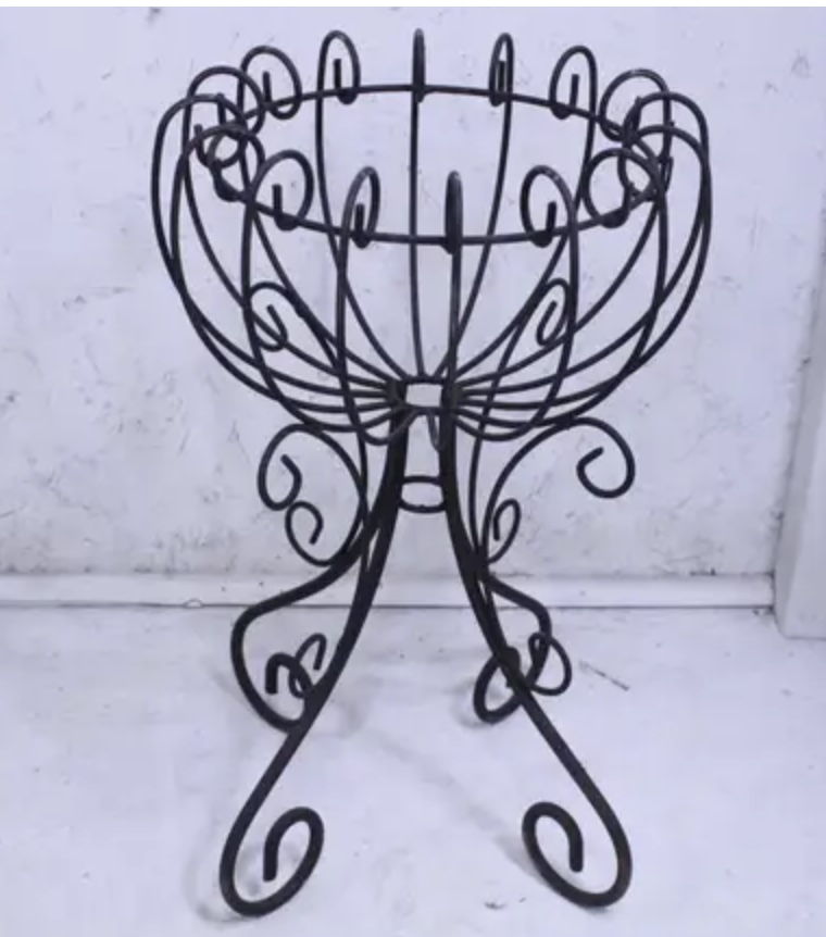 Fancy Wrought Iron Penny Plant Stand in Clear Coat