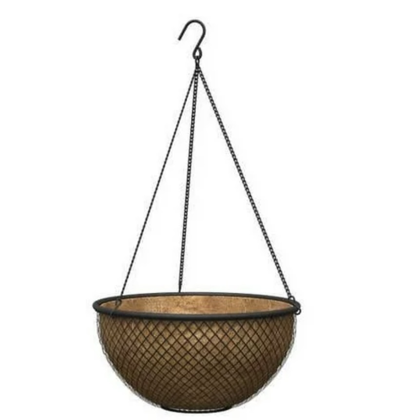 New Age Heavy-Duty Tube and Mesh Hanging Basket with Coco Liner 16"