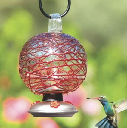 Dew Drop Hummingbird Feeder, Spun Sugar Red