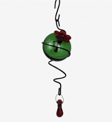 Green Droplet Spiral Hanging Hummingbird Feeder