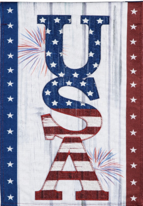 USA Fireworks Garden Burlap Flag