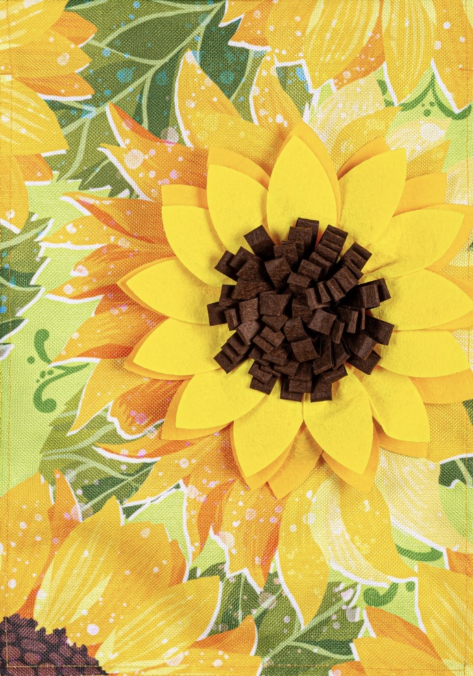 Sunflowers in the Garden Burlap Garden Flag
