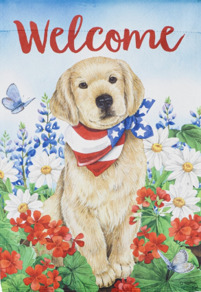 Dog with Patriotic Bandana Garden Suede Flag