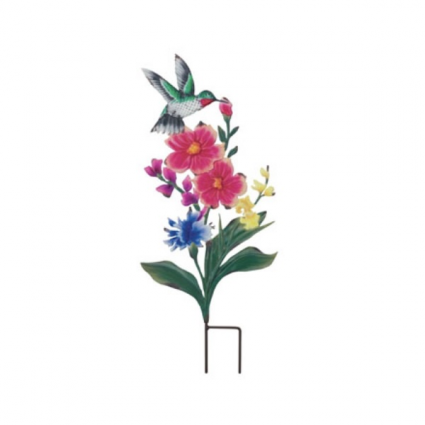 Hummingbird on Flowers Stake 22"H