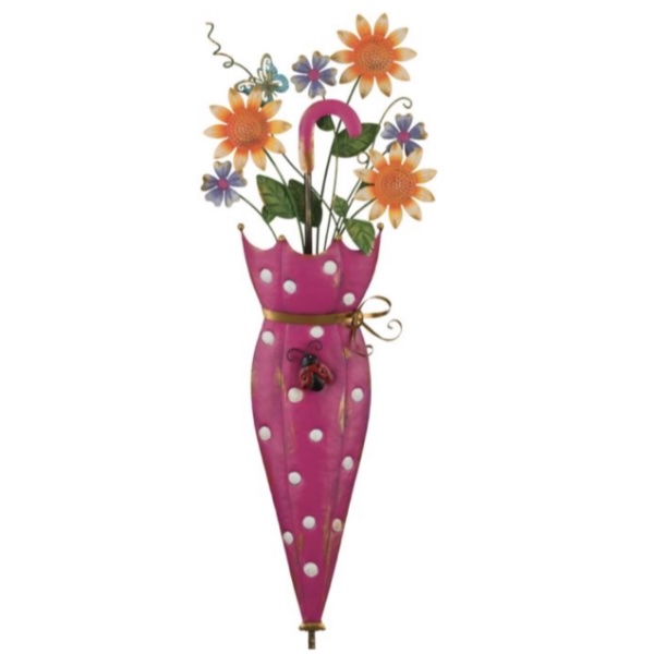 Pink Umbrella Flower Stake