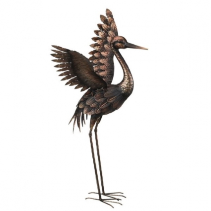 Bronze Crane with Wings Up