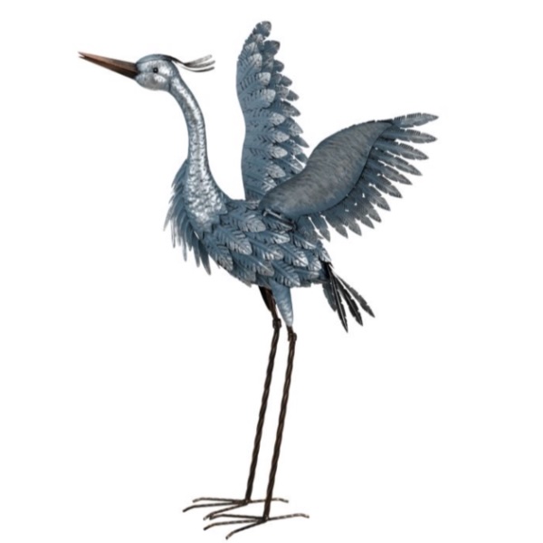 Metallic Blue Heron 29" - Wings Up
