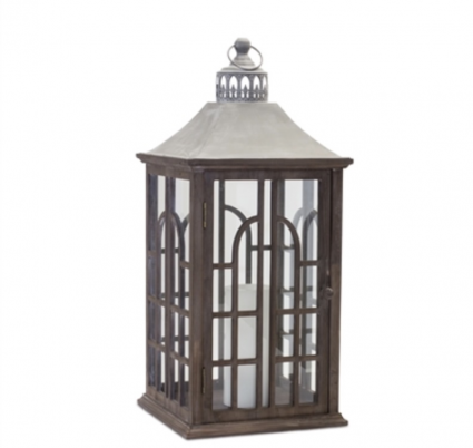 Wood & Glass Lantern 29"H