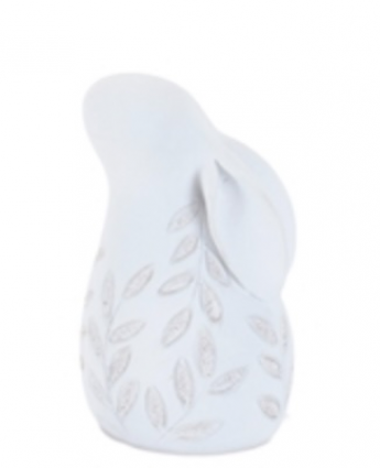 White Bunny with Leaves 4"H