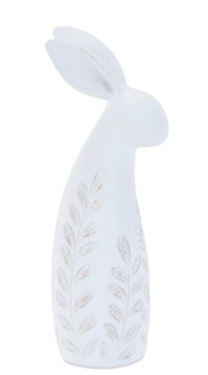 White Bunny with Leaves 9"H