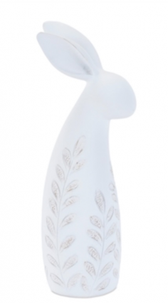 White Bunny with Leaves 9"H