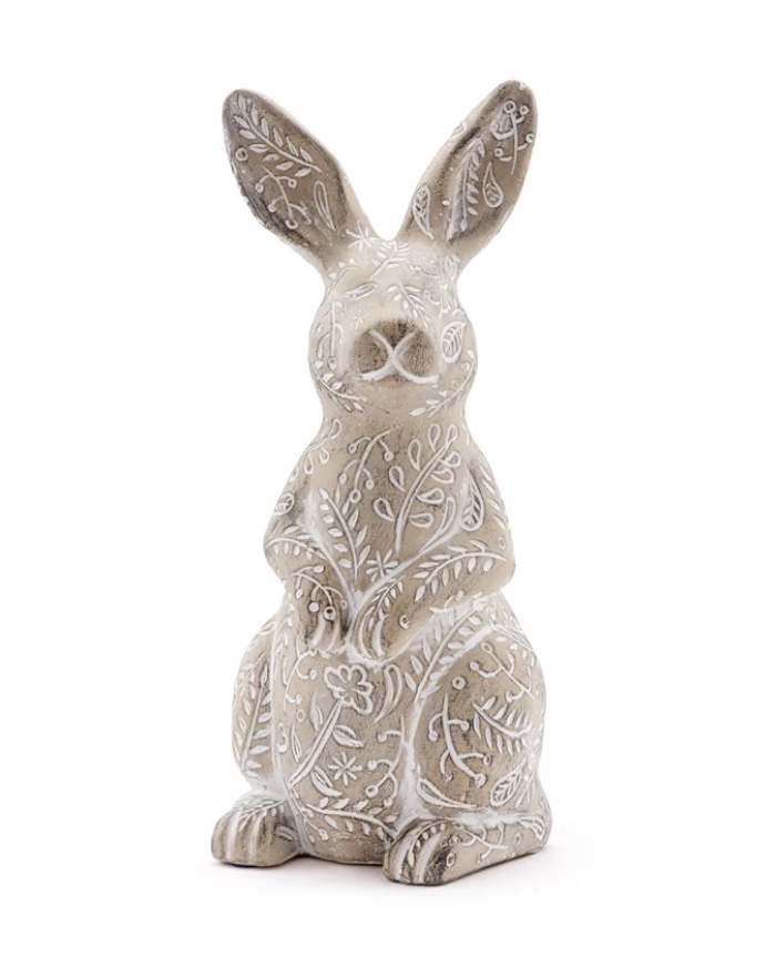 Whitewash Floral Bunny Standing 