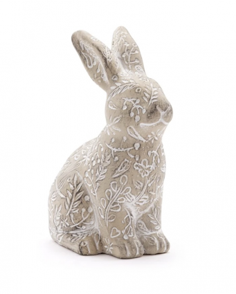 Whitewash Floral Sitting Bunny