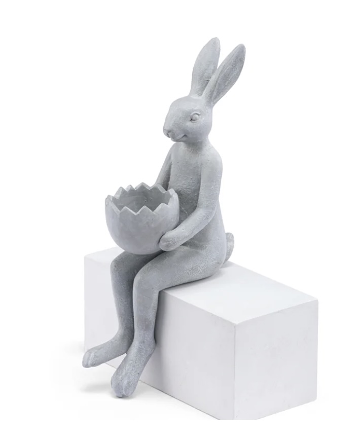 Bunny Sitting Holding a Planter 