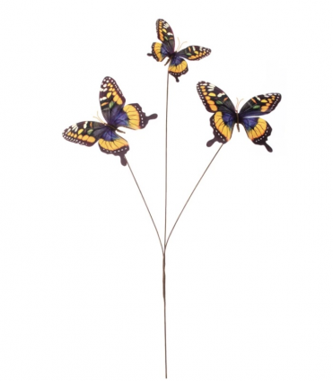 Purple & Yellow Butterfly Spray 32"H