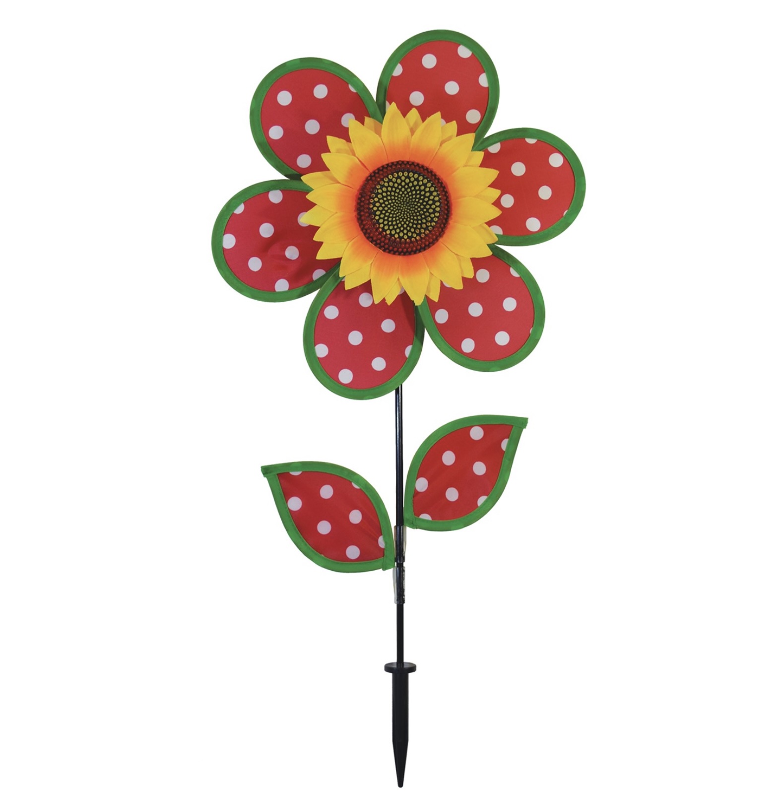 Polka Dot Sunflower Wind Spinner 12"