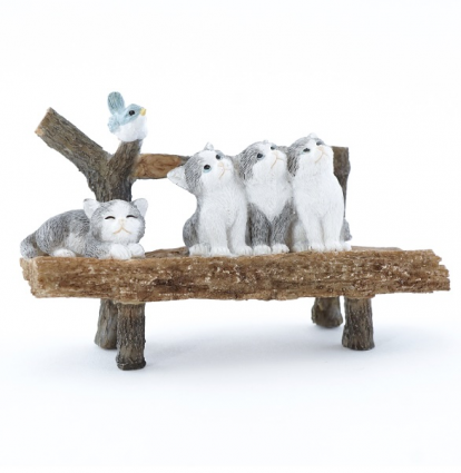 Curious Kittens on Bench
