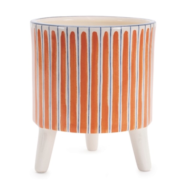 Orange Striped Footed Pot