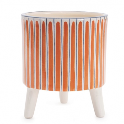 Orange Striped Footed Pot
