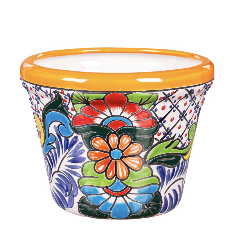 Small Orange Talavera Planter 8"