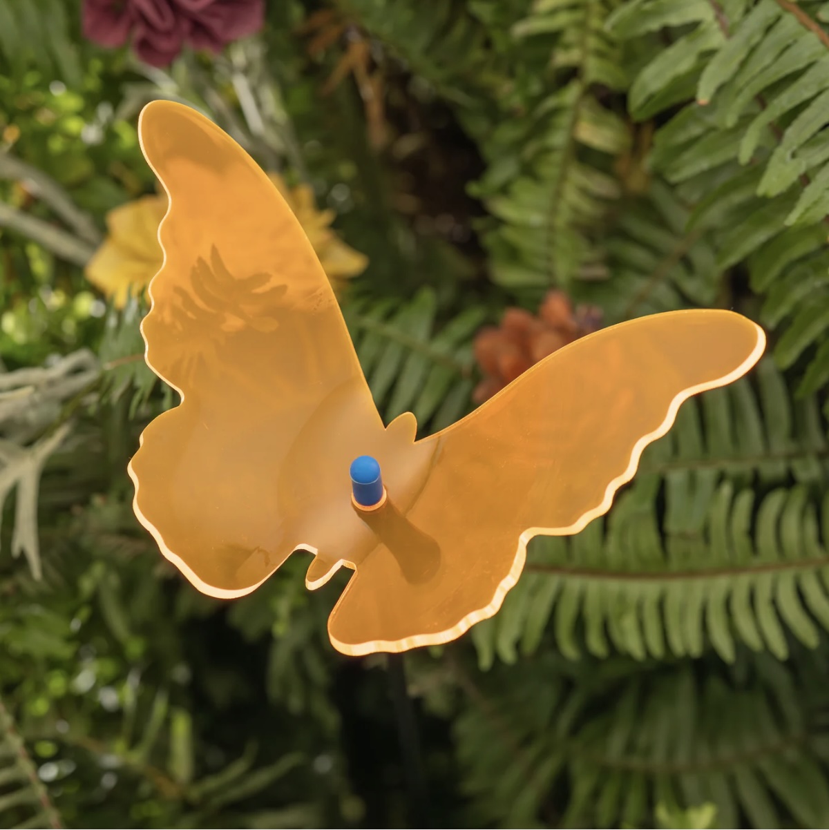Glowing Orange Butterfly Garden Stake (Medium)