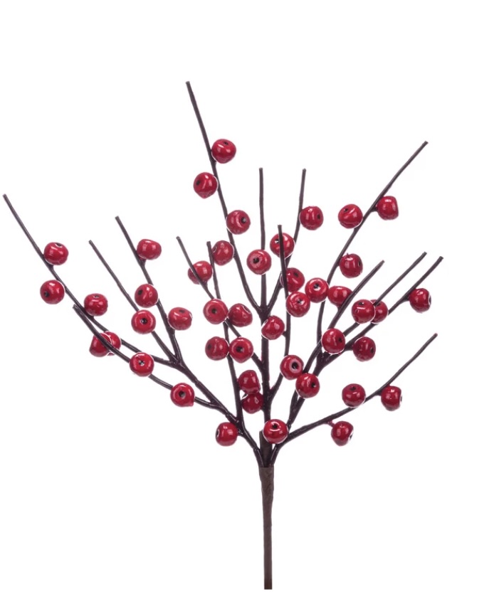 Red Berry Twig Pick 15"H