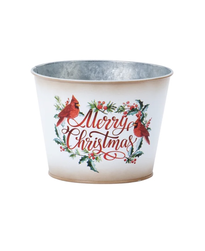 5" 'Merry Christmas' Cardinal Pot Cover
