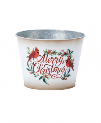 5" 'Merry Christmas' Cardinal Pot Cover