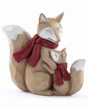 Red Scarf Fox with Little Fox 7"