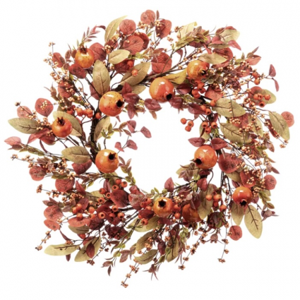 Pomegranate & Berry Leaf Wreath 24"