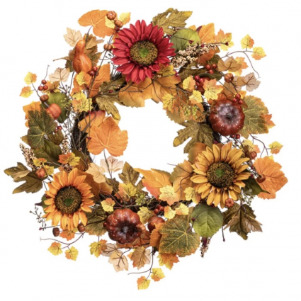Sunflower Pumpkin Wreath 24"